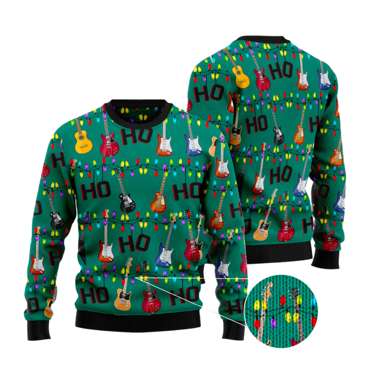 Electric Guitar Hohoho Ugly Christmas Sweater For Men & Women Christmas Gift Sweater US3391 - WeCustomit