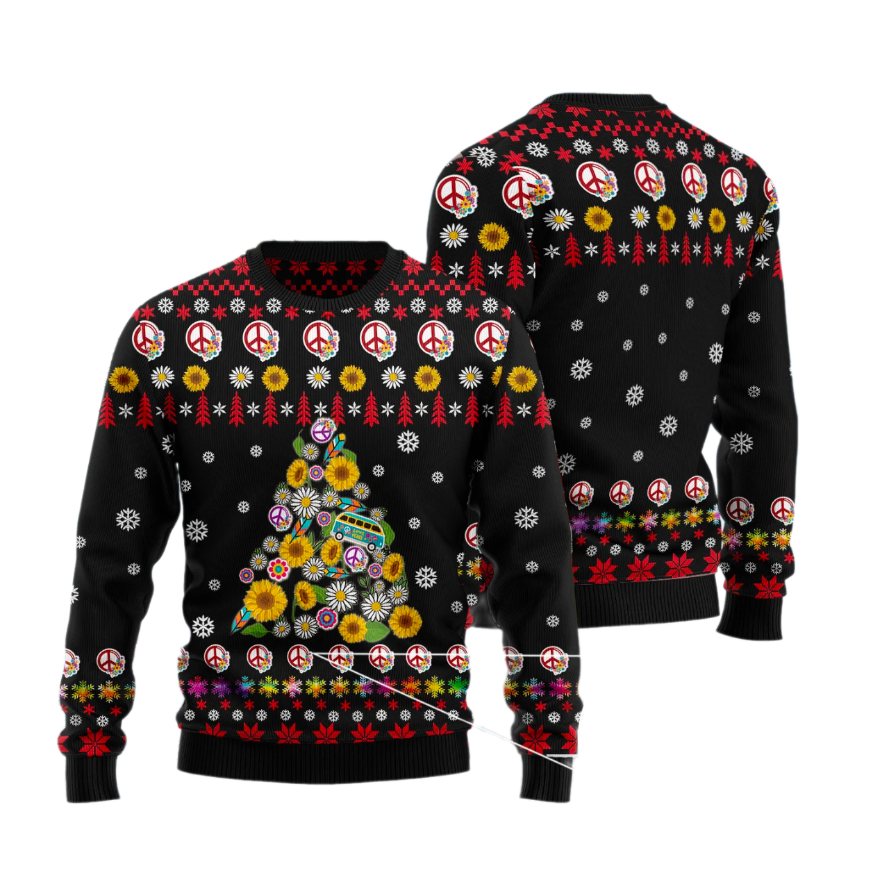 Hippie Tree Xmas Ugly Christmas Sweater For Men & Women Christmas Gift Sweater US3394 - WeCustomit
