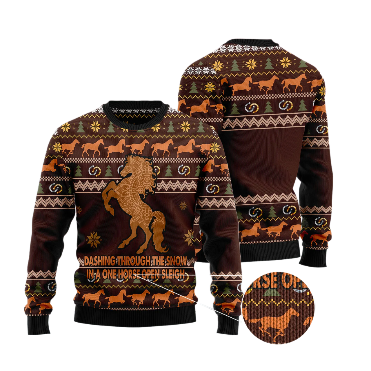Horse Through Snow Ugly Christmas Sweater For Men & Women Christmas Gift Sweater US3395 - WeCustomit