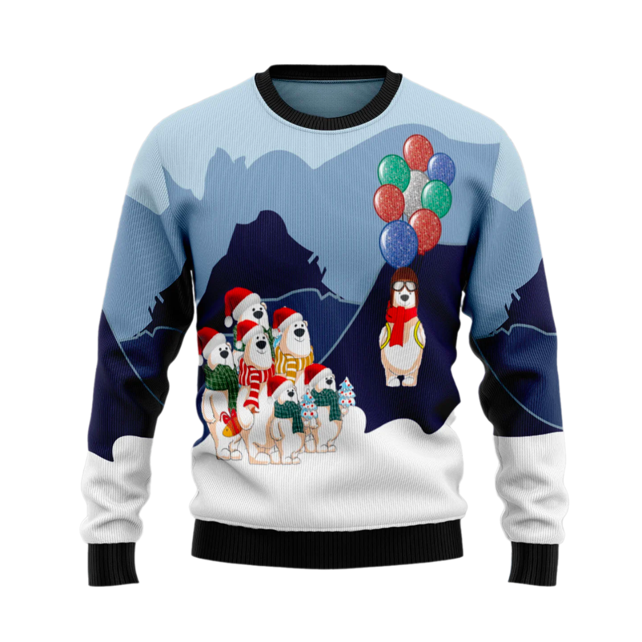 Polar Bear Balloon Ugly Christmas Sweater For Men & Women Christmas Gift Sweater US3400 - WeCustomit