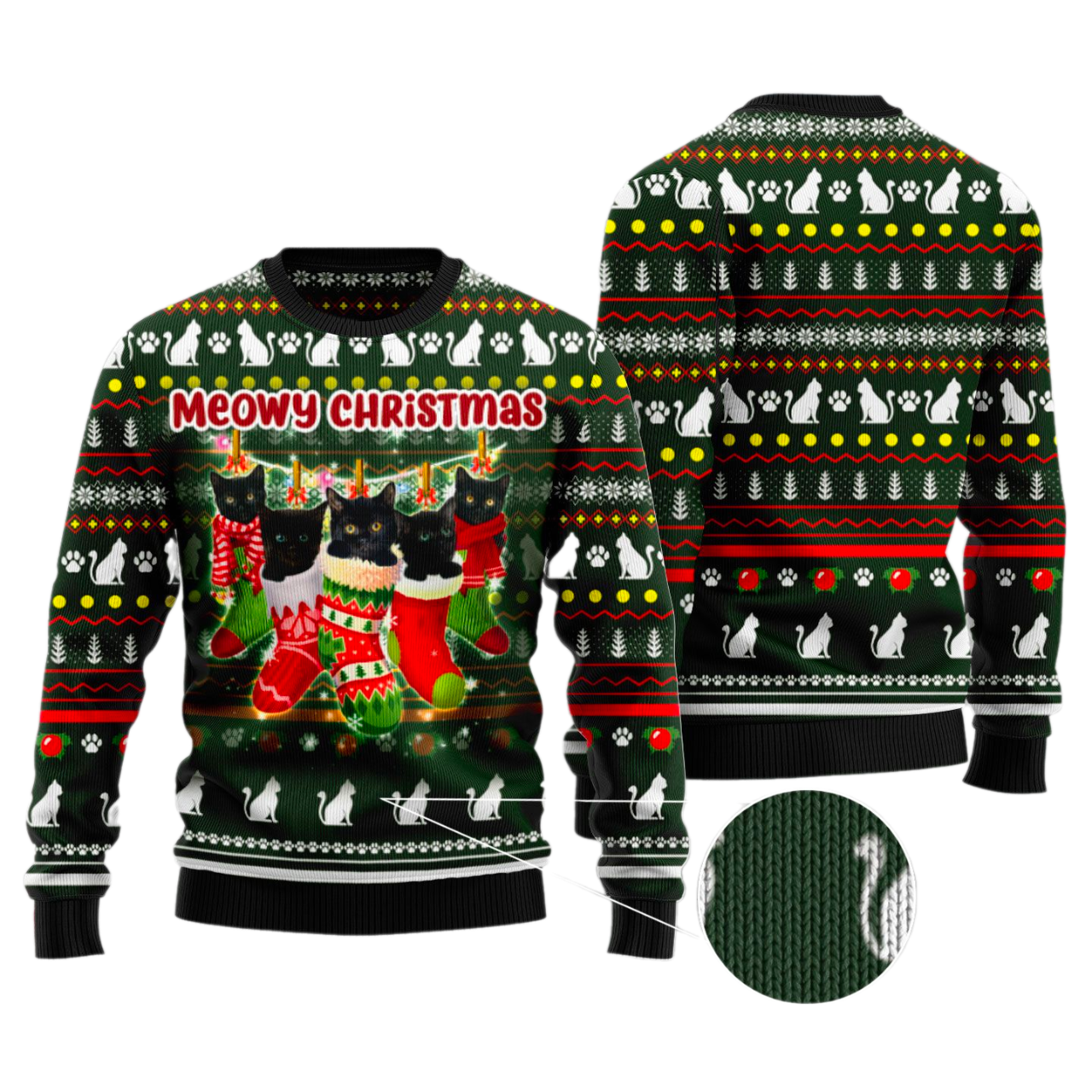 Black Cat Socks Ugly Christmas Sweater For Men & Women Christmas Gift Sweater US3410 - WeCustomit