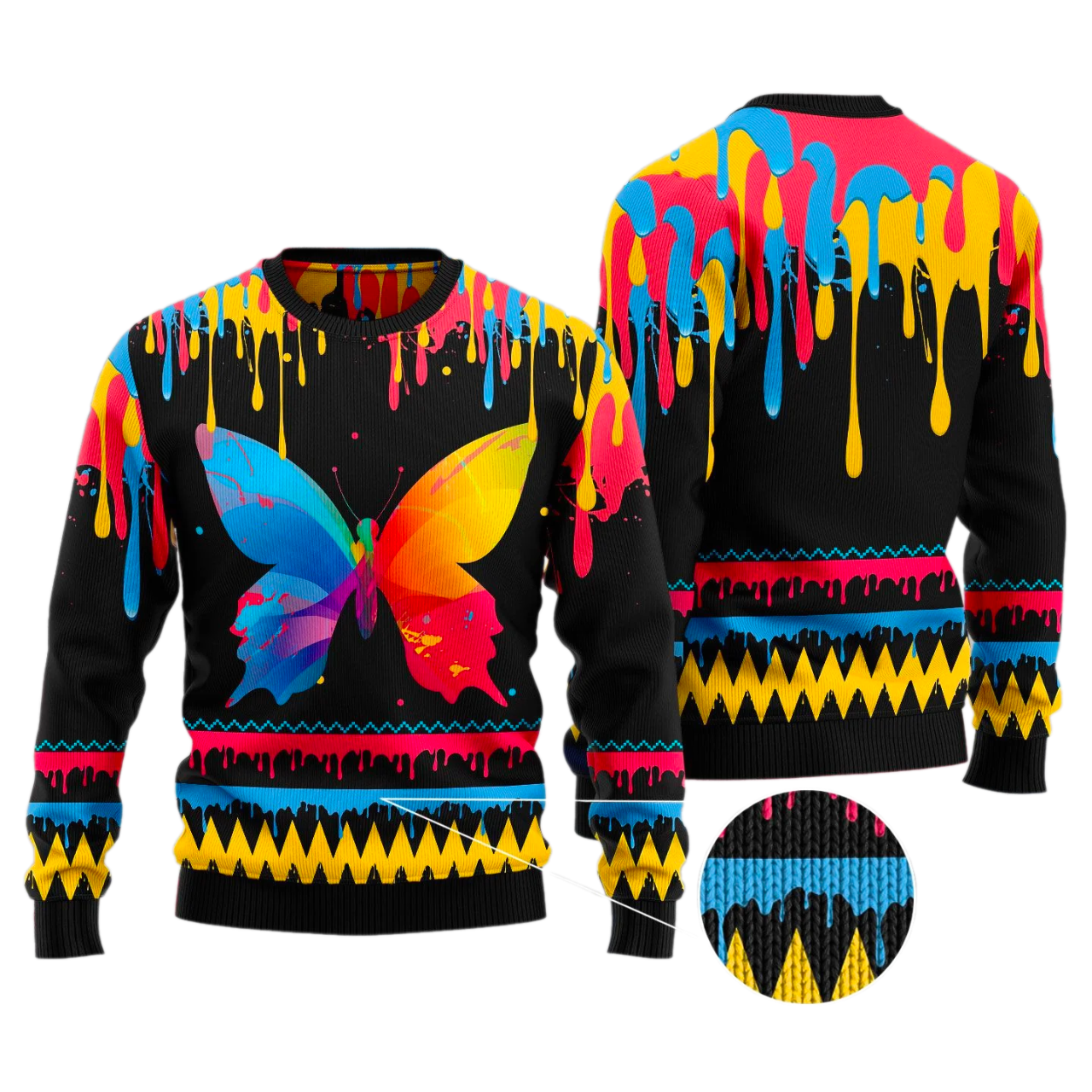 Butterfly Colorful Beauty Ugly Christmas Sweater For Men & Women Christmas Gift Sweater US3413 - WeCustomit