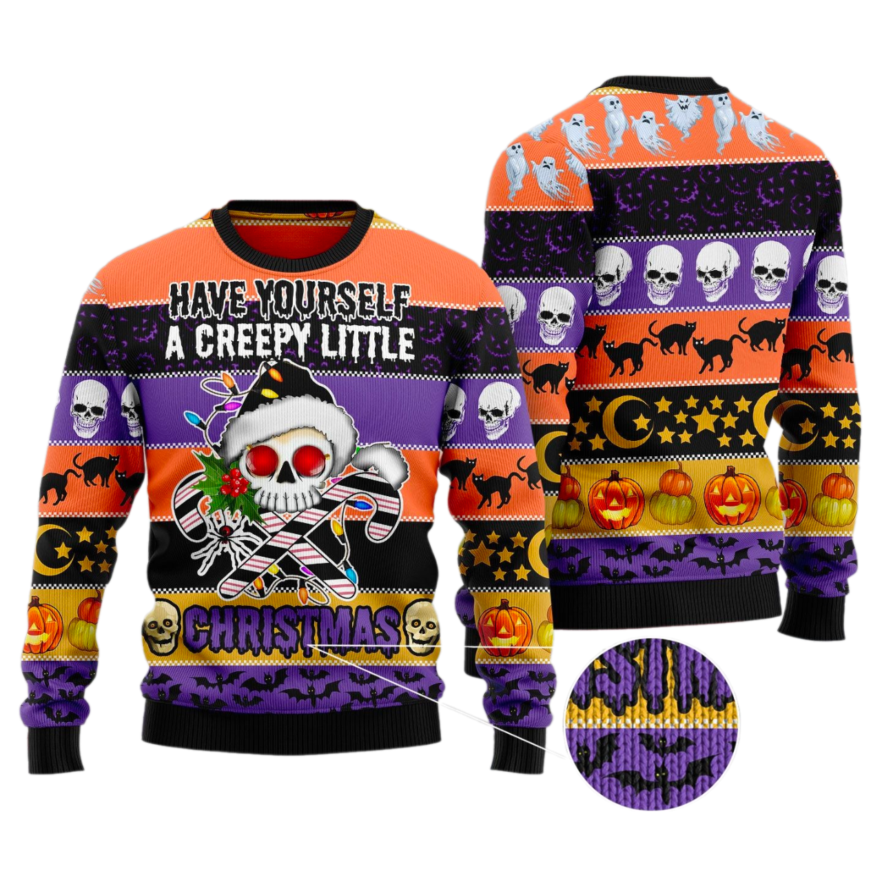 Skull Creepy Christmas Ugly Christmas Sweater For Men & Women Christmas Gift Sweater US3414 - WeCustomit