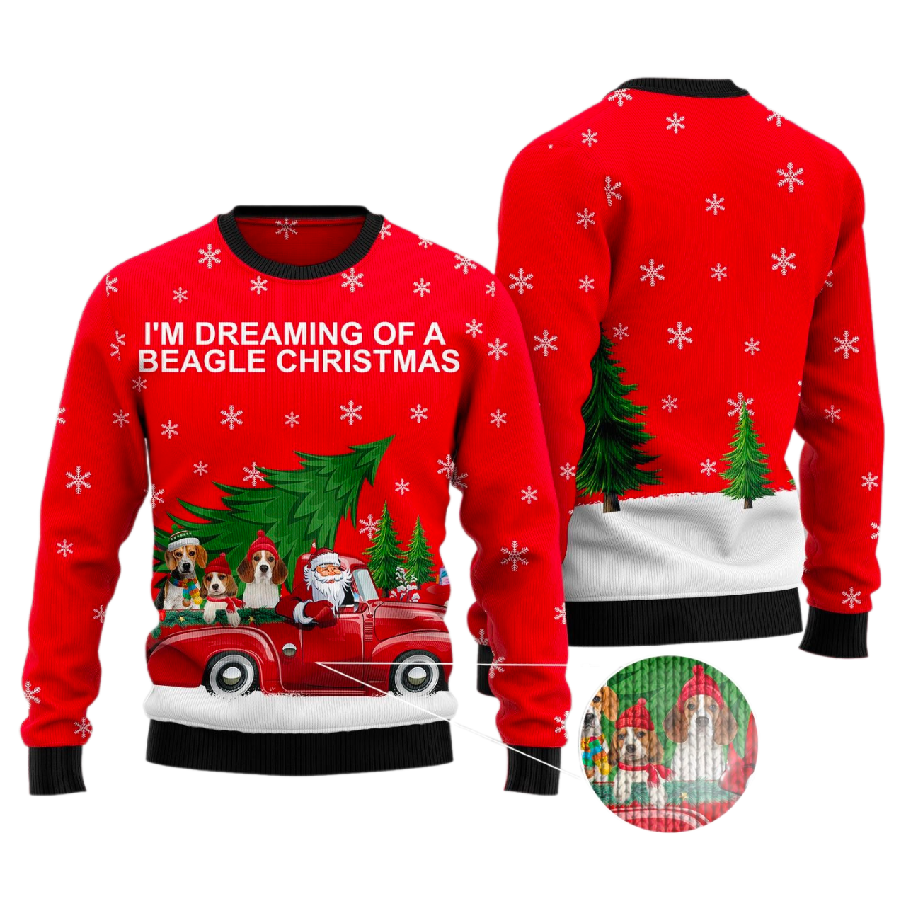 Beagle and Red Truck Ugly Christmas Sweater For Men & Women Christmas Gift Sweater US3416 - WeCustomit
