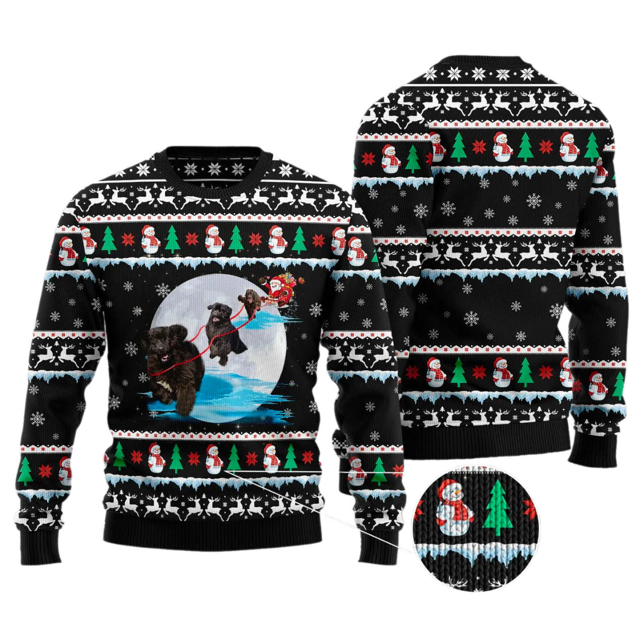 Newfoundland Santa On Highway Ugly Christmas Sweater For Men & Women Christmas Gift Sweater US3524 - WeCustomit