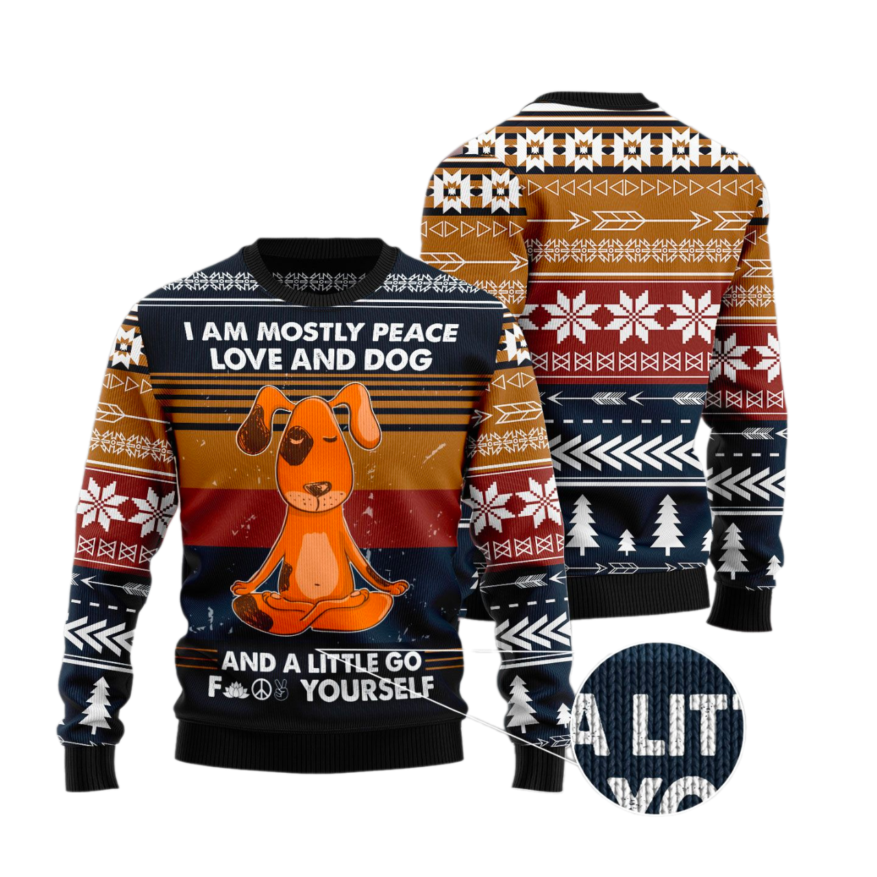Peace Love And Dog Ugly Christmas Sweater For Men & Women Christmas Gift Sweater US3525 - WeCustomit