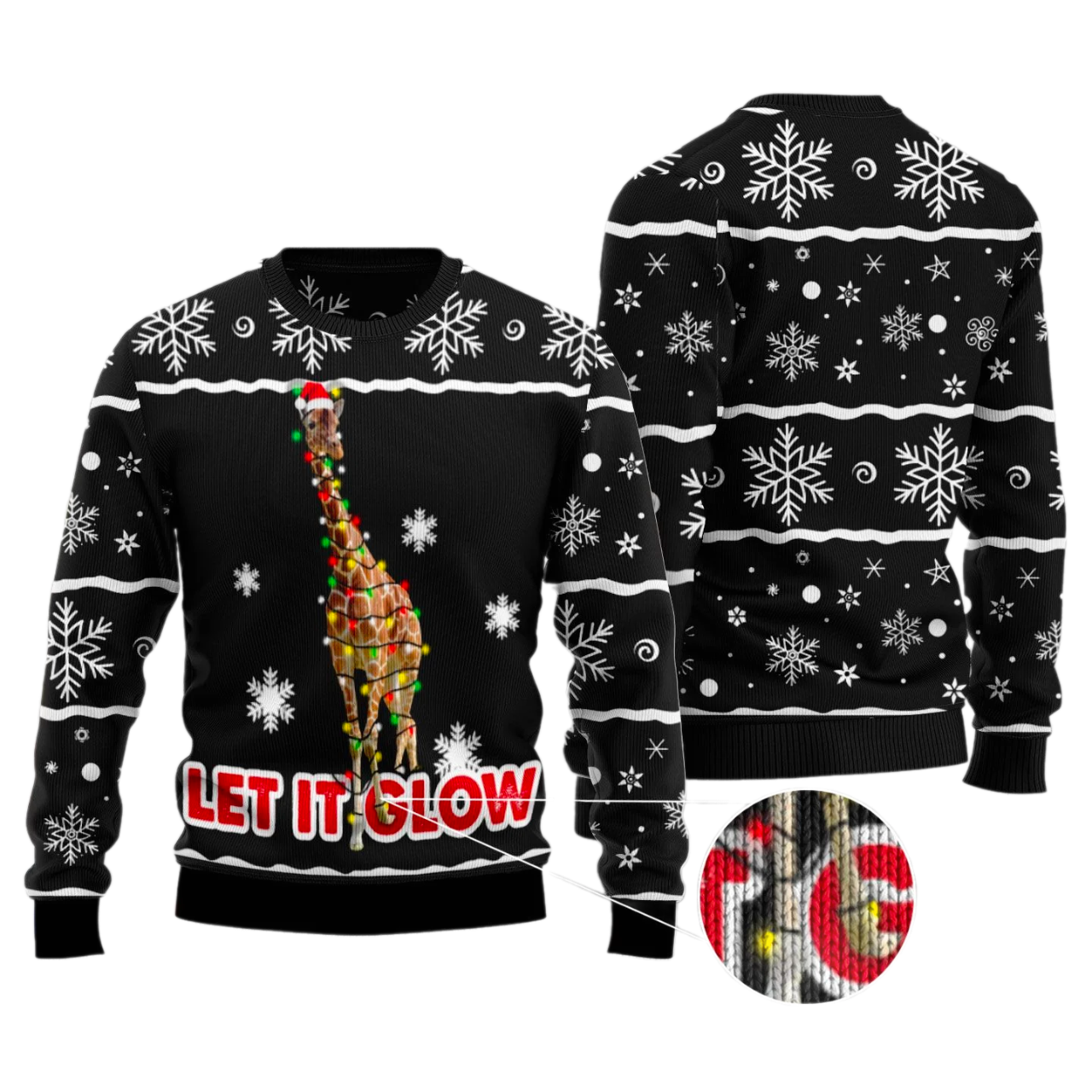 Giraffe Let It Glow Ugly Christmas Sweater For Men & Women Christmas Gift Sweater US3527 - WeCustomit