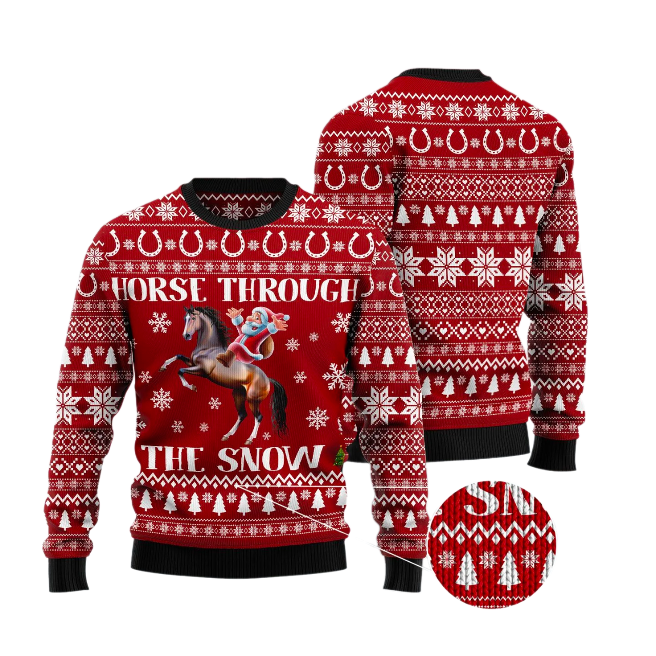 Horse Through The Snow Ugly Christmas Sweater For Men & Women Christmas Gift Sweater US3538 - WeCustomit