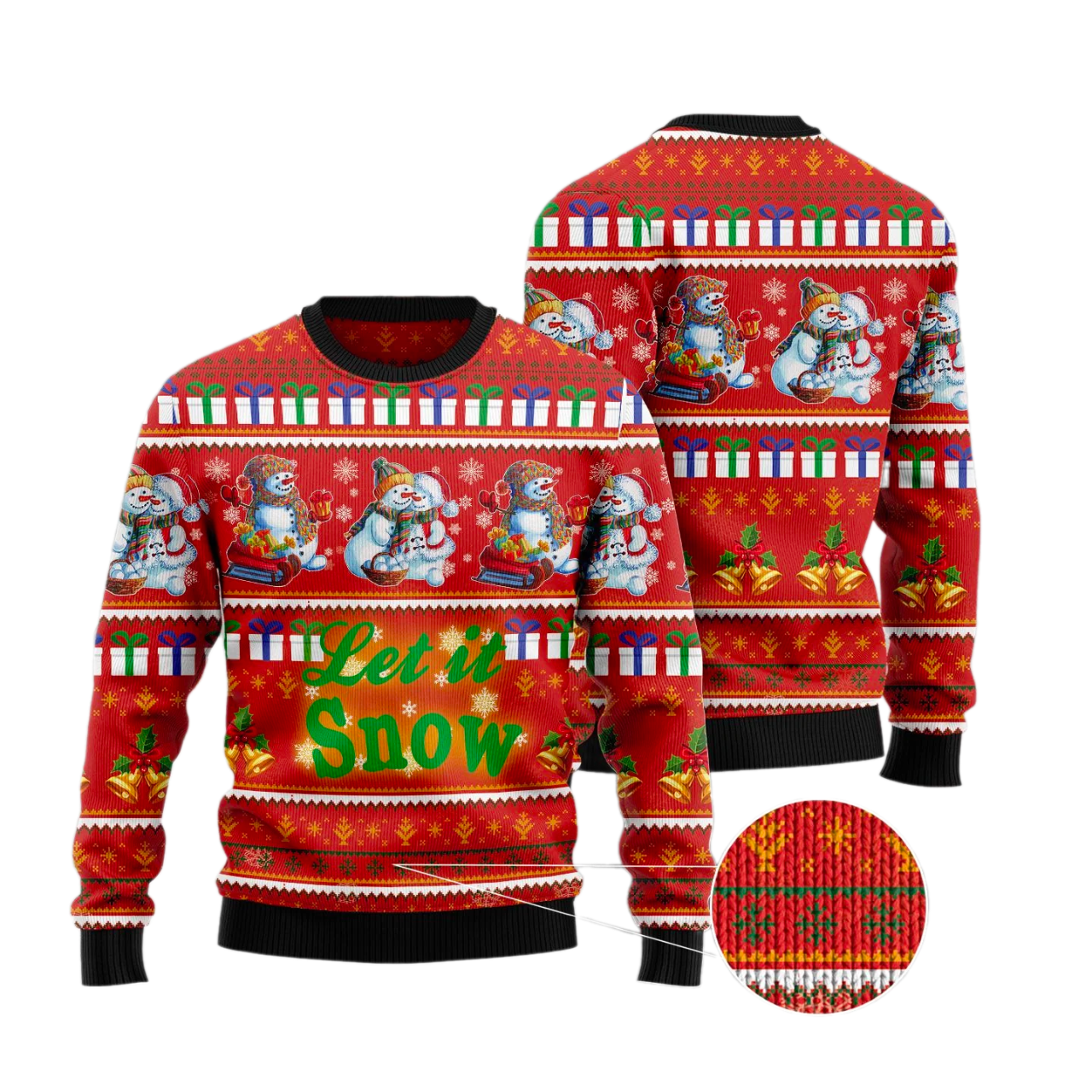 Snowman Let It Snow Ugly Christmas Sweater For Men & Women Christmas Gift Sweater US3541 - WeCustomit