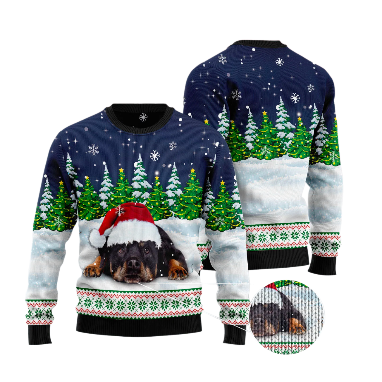 Dreaming Rottweiler Under Snow Ugly Christmas Sweater For Men & Women Christmas Gift Sweater US3550 - WeCustomit