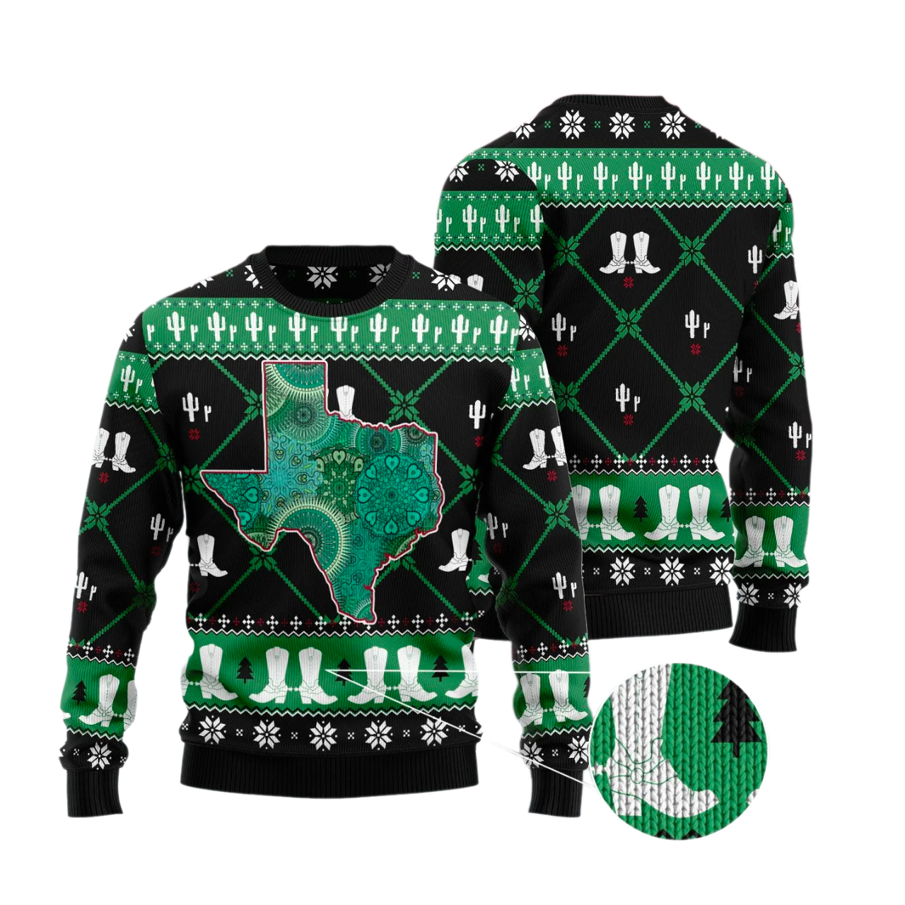 Texas USA Symbols Pattern Ugly Christmas Sweater For Men & Women Christmas Gift Sweater US3551 - WeCustomit