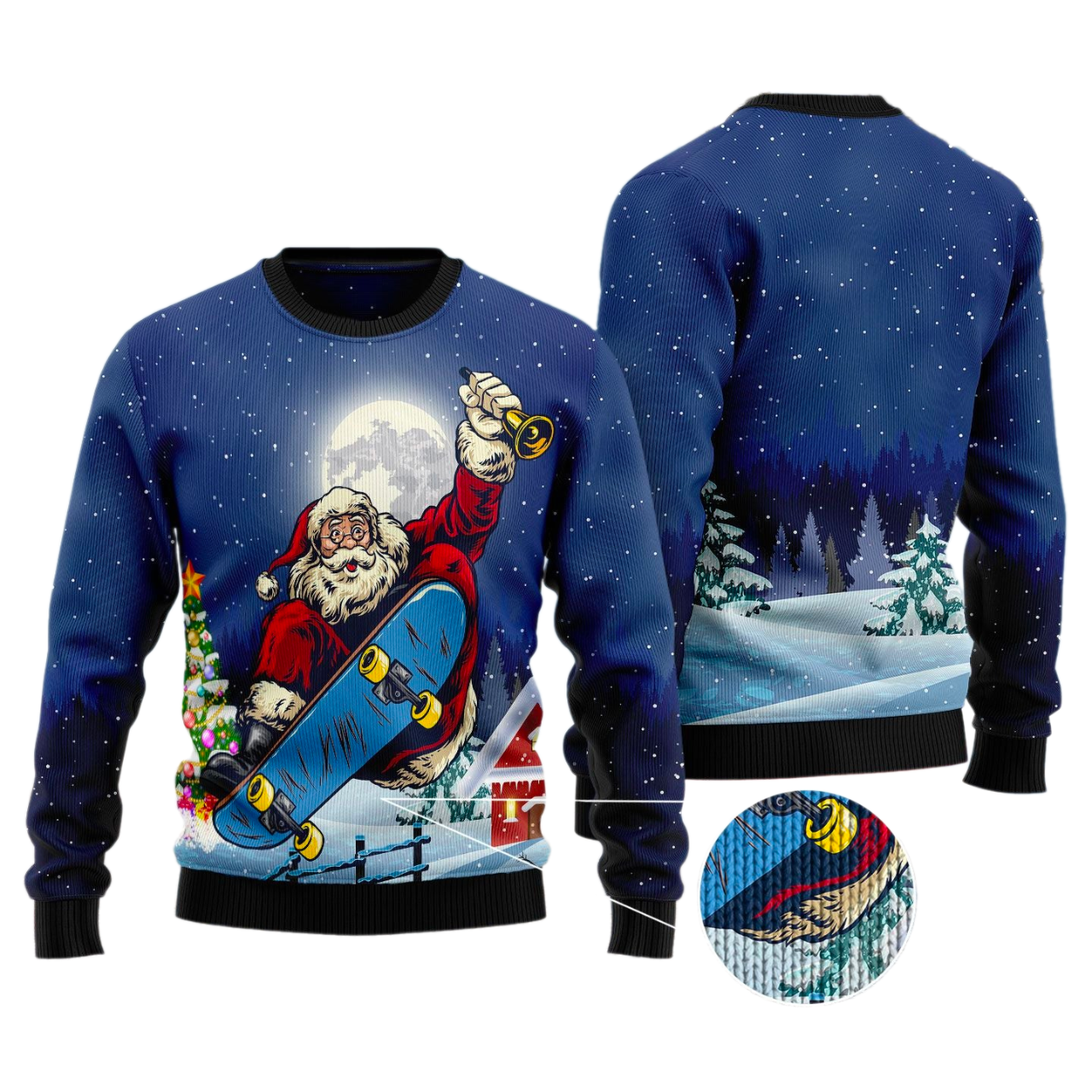 Santa Claus Playing Skateboard Ugly Christmas Sweater For Men & Women Christmas Gift Sweater US3562 - WeCustomit