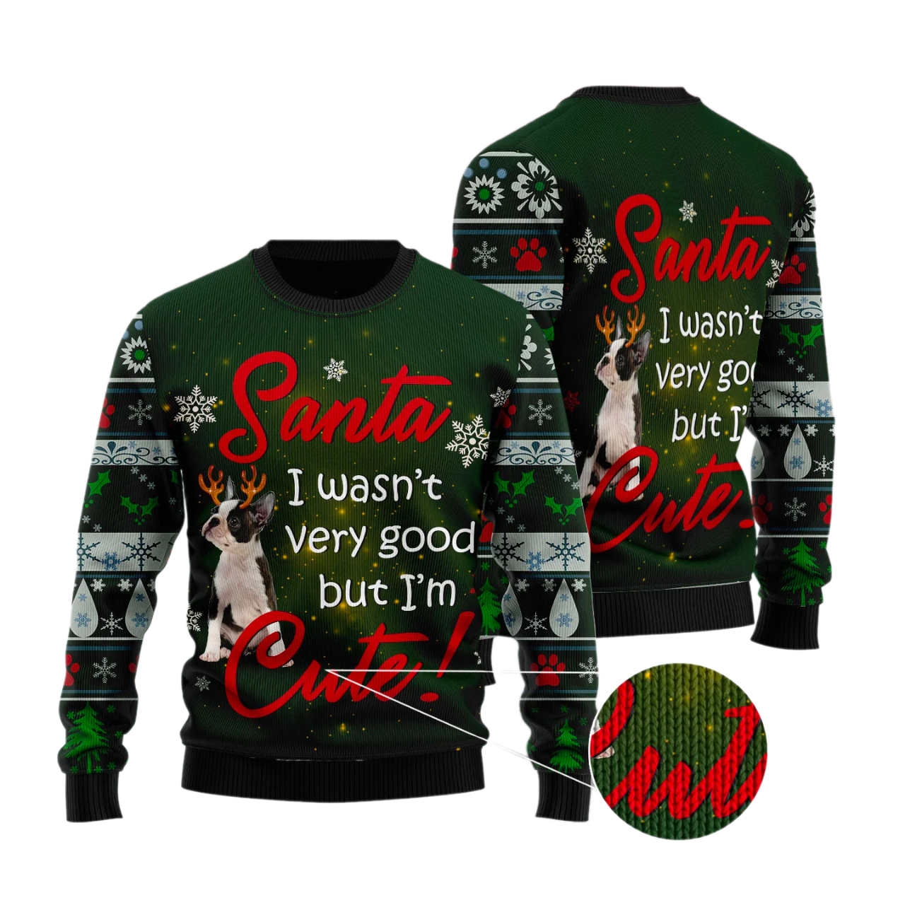 Boston Terrier I'm Cute Ugly Christmas Sweater For Men & Women Christmas Gift Sweater US3582 - WeCustomit