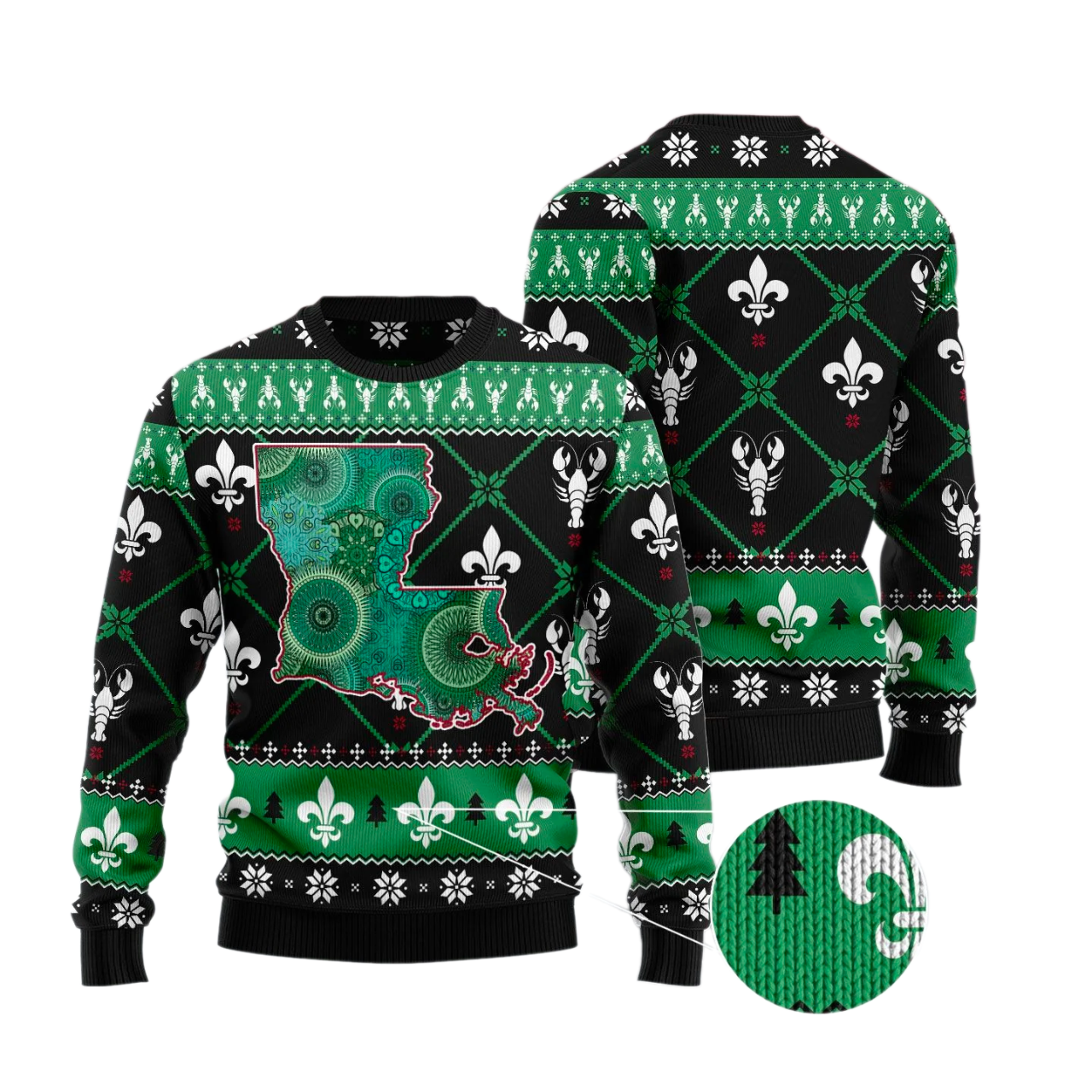 Louisiana USA Symbols Pattern Ugly Christmas Sweater For Men & Women Christmas Gift Sweater US3587 - WeCustomit