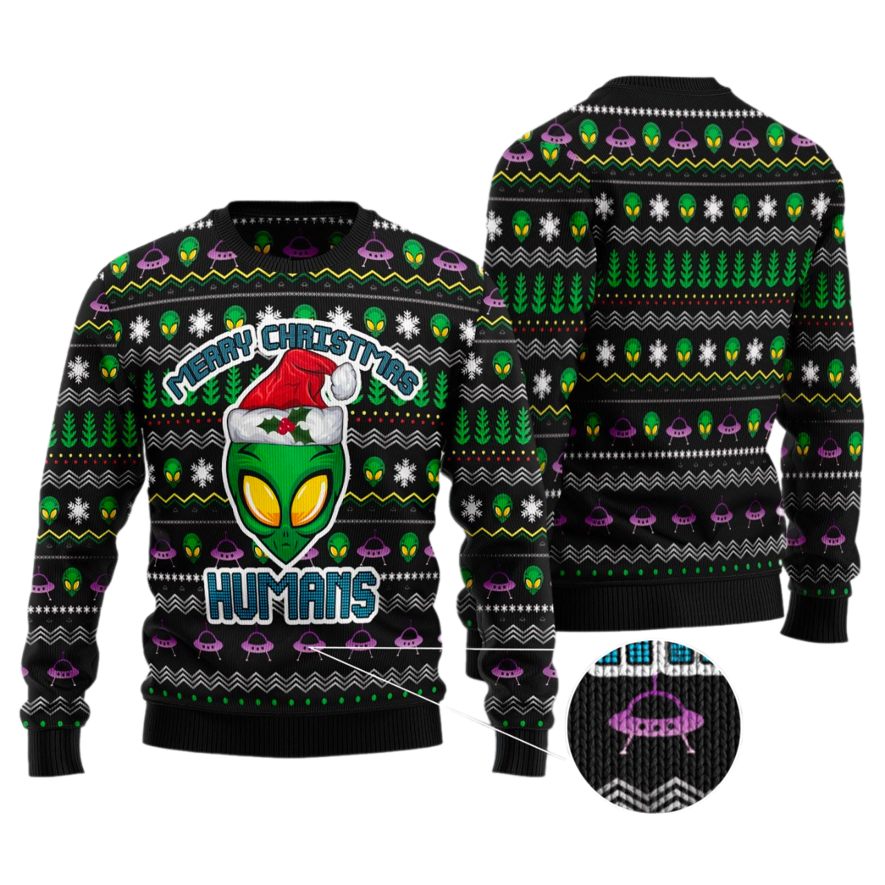 Merry Christmas Humans Ugly Christmas Sweater For Men & Women Christmas Gift Sweater US3589 - WeCustomit