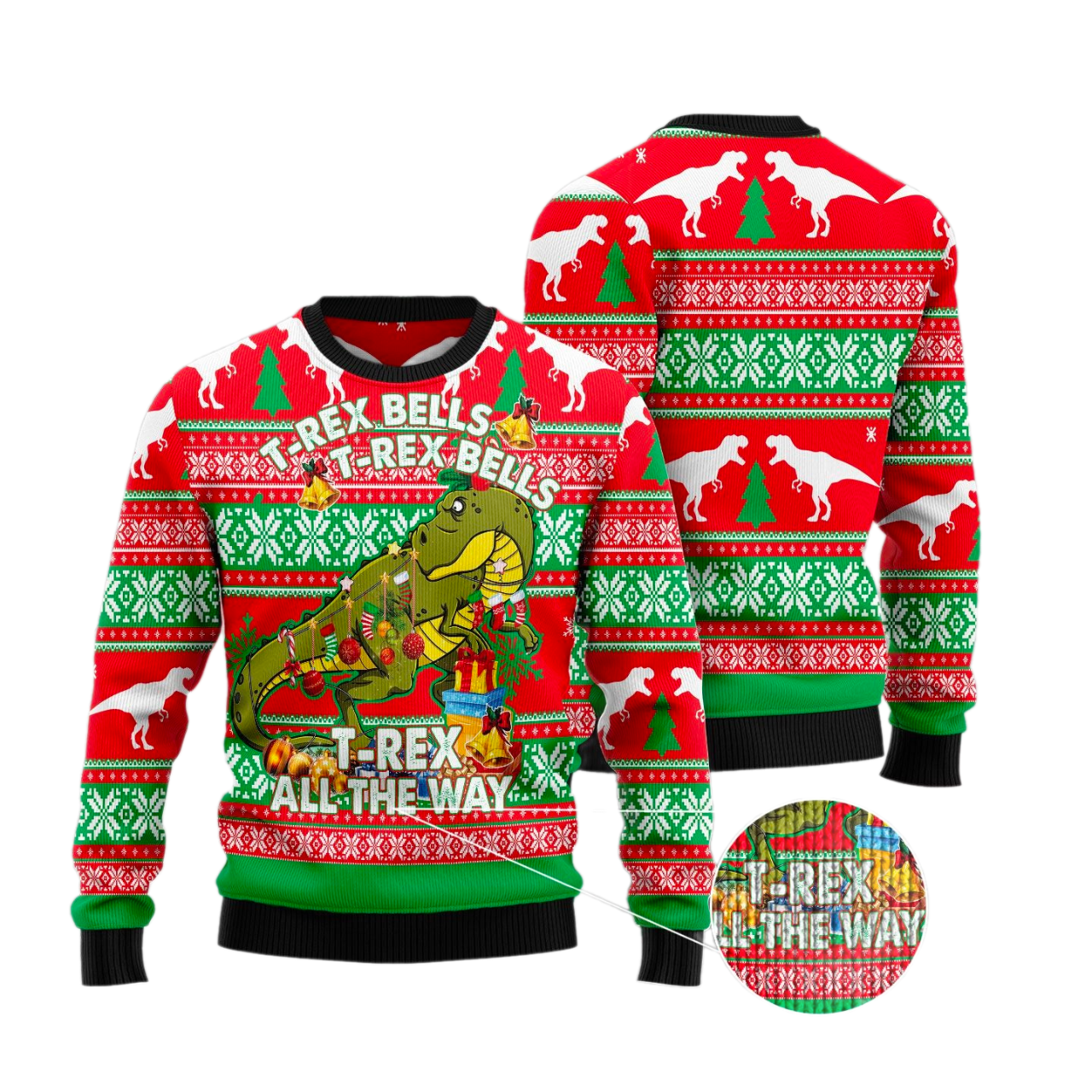 T-rex Tree Christmas Ugly Christmas Sweater For Men & Women Christmas Gift Sweater US3592 - WeCustomit
