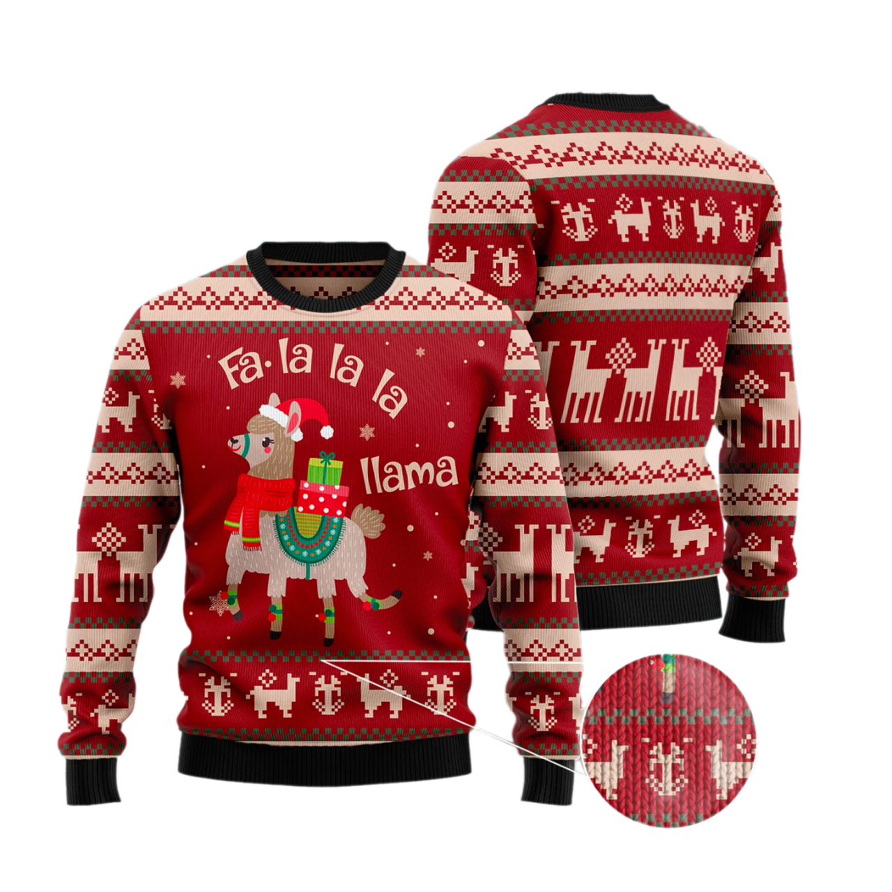 Fa-La-La-Llama Ugly Christmas Sweater For Men & Women Christmas Gift Sweater US3600 - WeCustomit