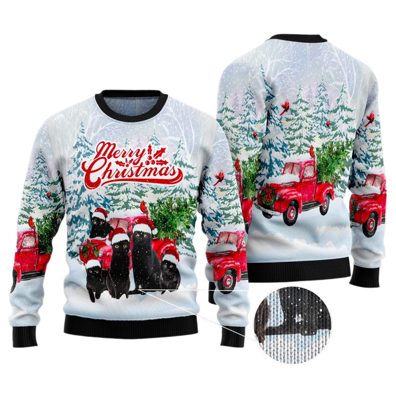 Black Cat Merry Christmas Ugly Christmas Sweater For Men & Women Christmas Gift Sweater US3604 - WeCustomit