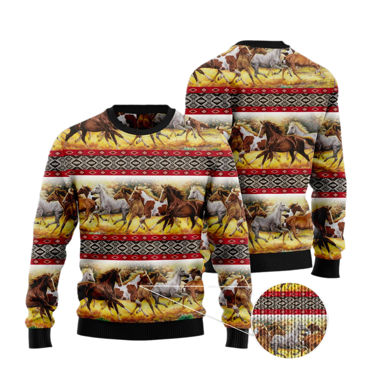 Horse Native American Pattern Ugly Christmas Sweater For Men & Women Christmas Gift Sweater US3605 - WeCustomit