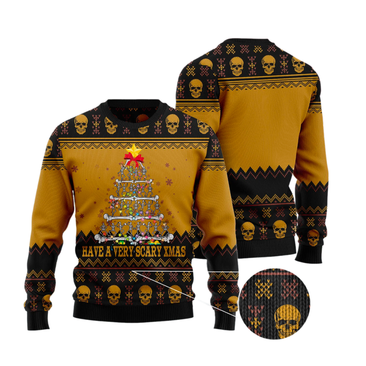 Skull Very Scary Xmas Ugly Christmas Sweater For Men & Women Christmas Gift Sweater US3610 - WeCustomit