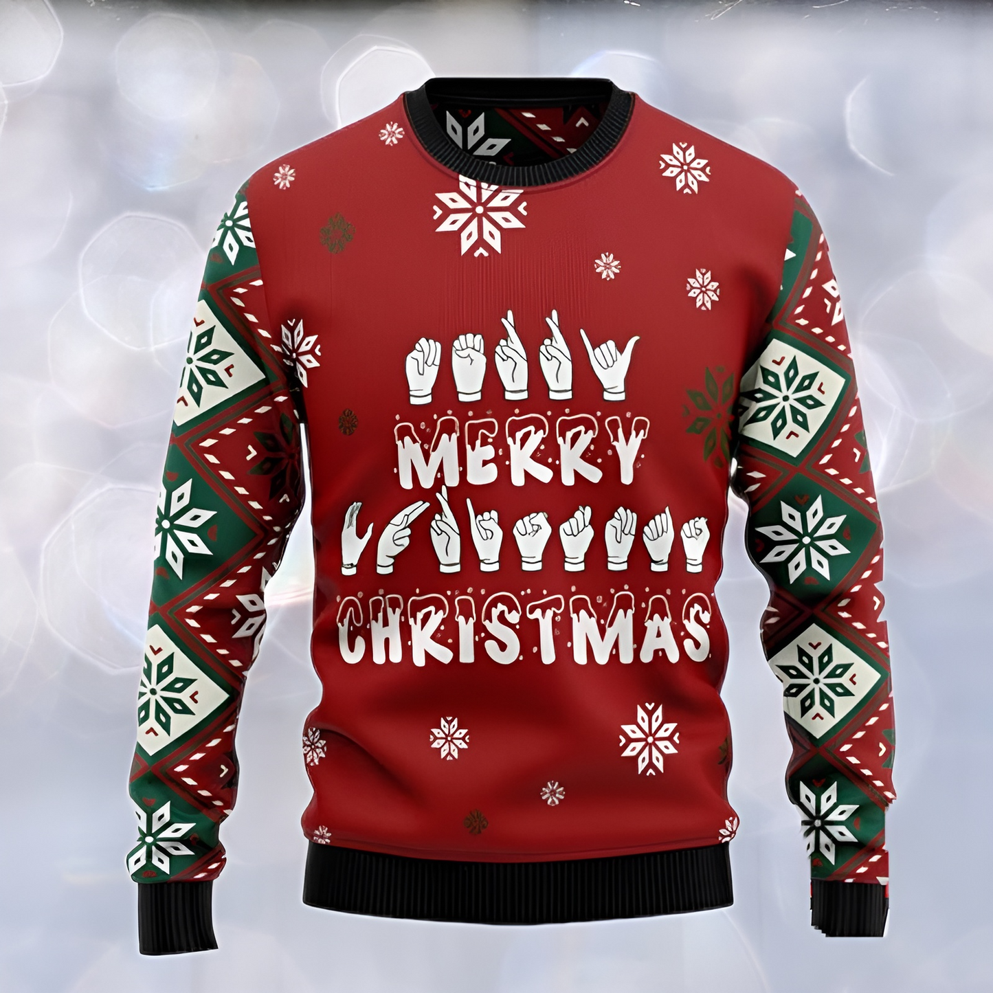 Sign Language Merry Christmas Ugly Christmas Sweater For Men & Women Christmas Gift Sweater US3440 - WeCustomit