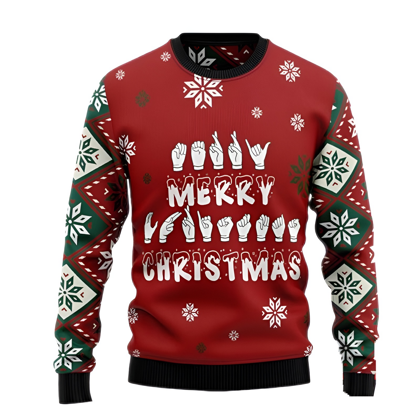 Sign Language Merry Christmas Ugly Christmas Sweater For Men & Women Christmas Gift Sweater US3440 - WeCustomit