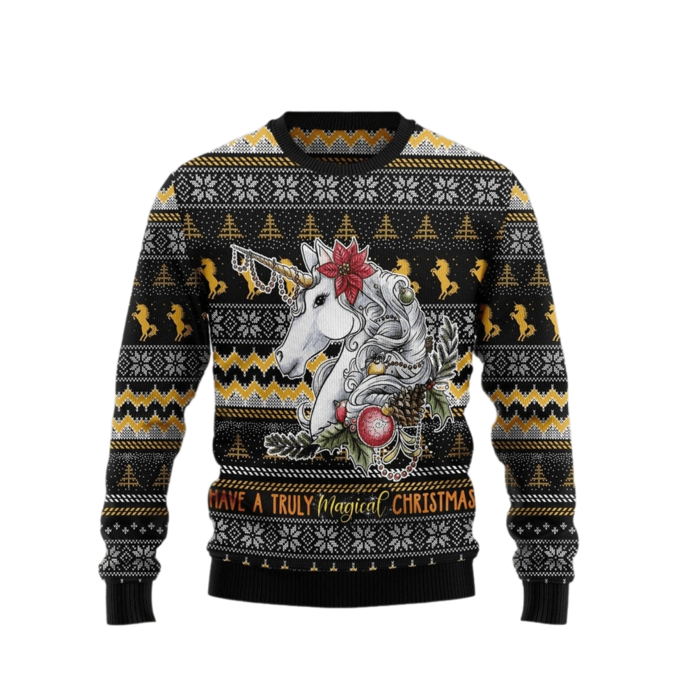 Truly Magical Christmas Unicorn Ugly Christmas Sweater For Men & Women Christmas Gift Sweater US3447 - WeCustomit
