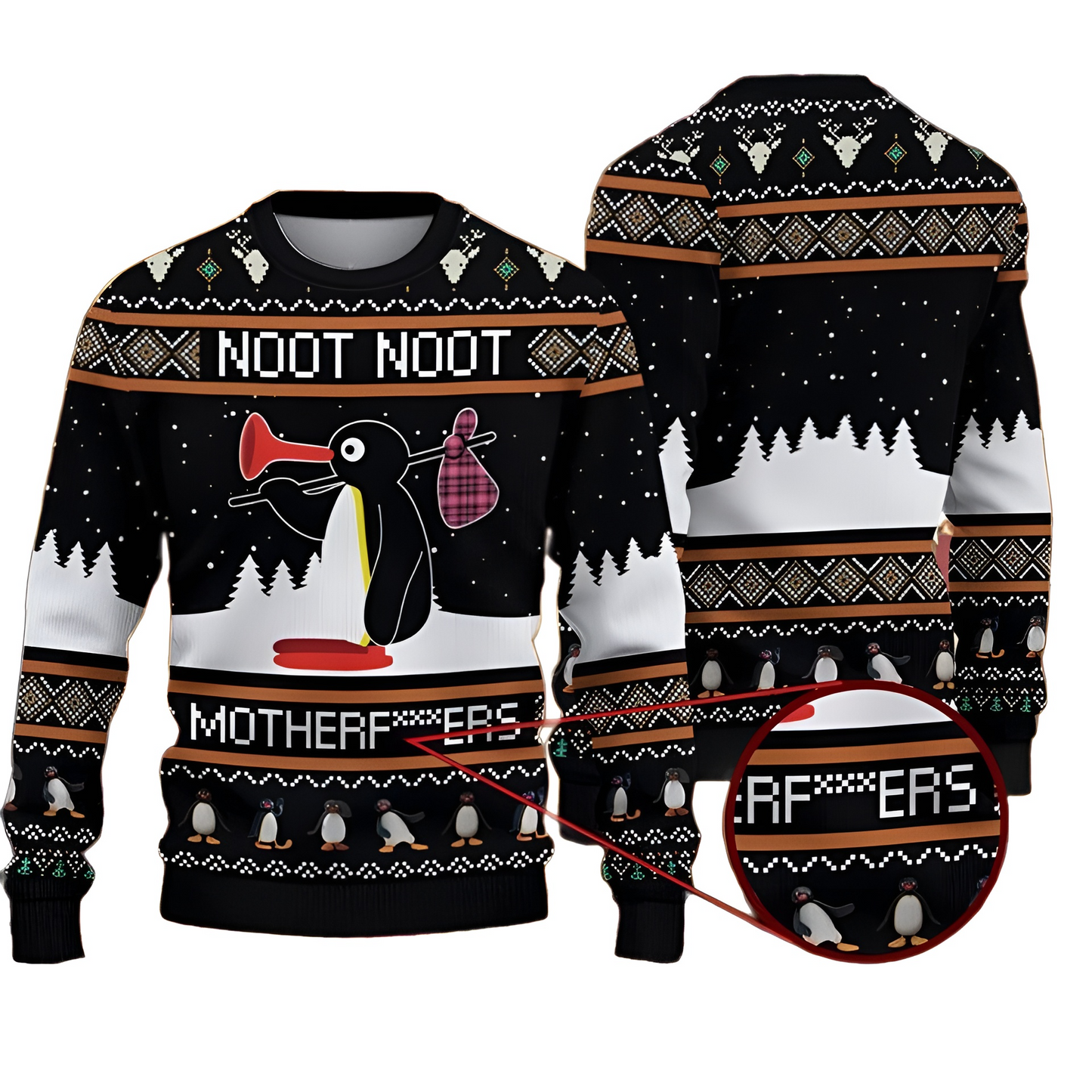 Noot Noot Motherfuers Pingu Noot Noot Meme Ugly Christmas Sweater For Men & Women Christmas Gift Sweater BH714 - WeCustomit