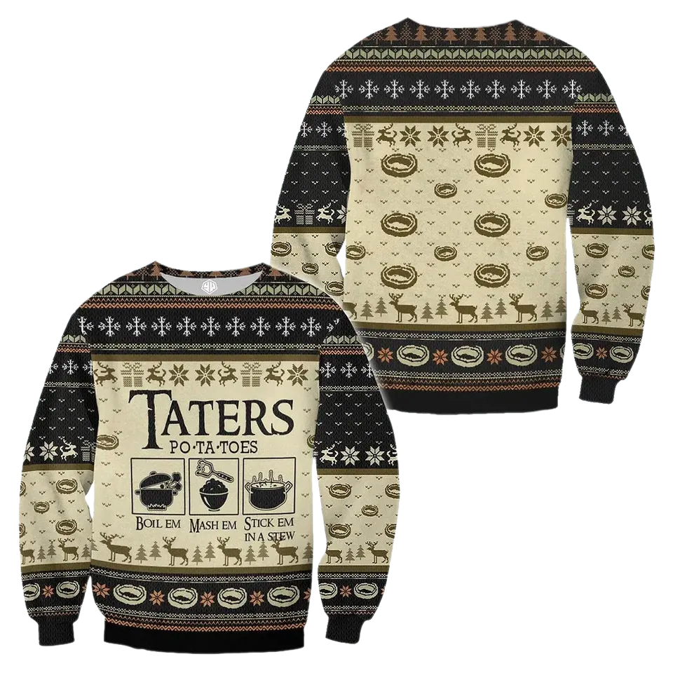 Taters Potatoes Ugly Christmas Sweater For Men & Women Christmas Gift Sweater PT1331 - WeCustomit