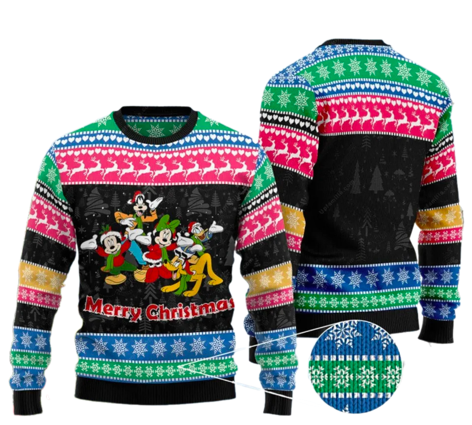 Mouse And Friends Merry Christmas Ugly Christmas Sweater For Men & Women Christmas Gift Sweater PT1357 - WeCustomit
