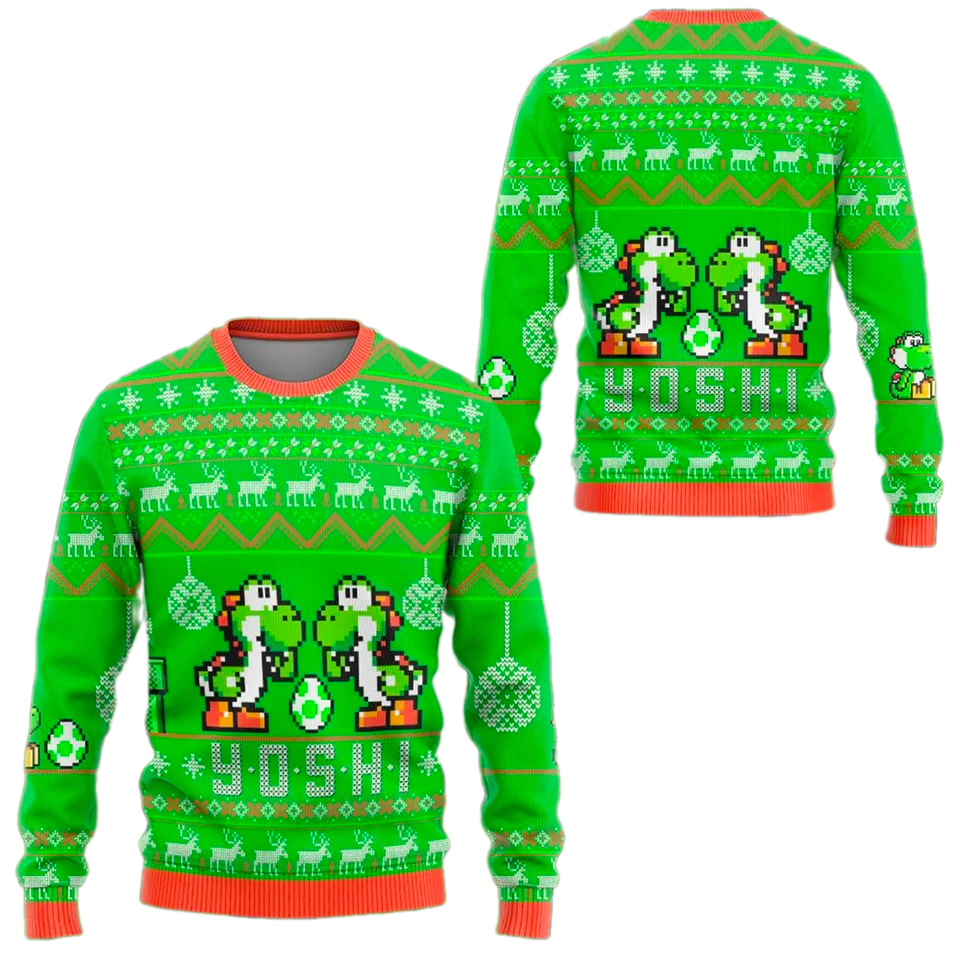 Yoshi Ugly Christmas Sweater For Men & Women Christmas Gift Sweater PT1407 - WeCustomit