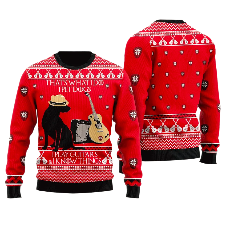 Dog Guitar Ugly Christmas Sweater For Men & Women Christmas Gift Sweater PT1416 - WeCustomit