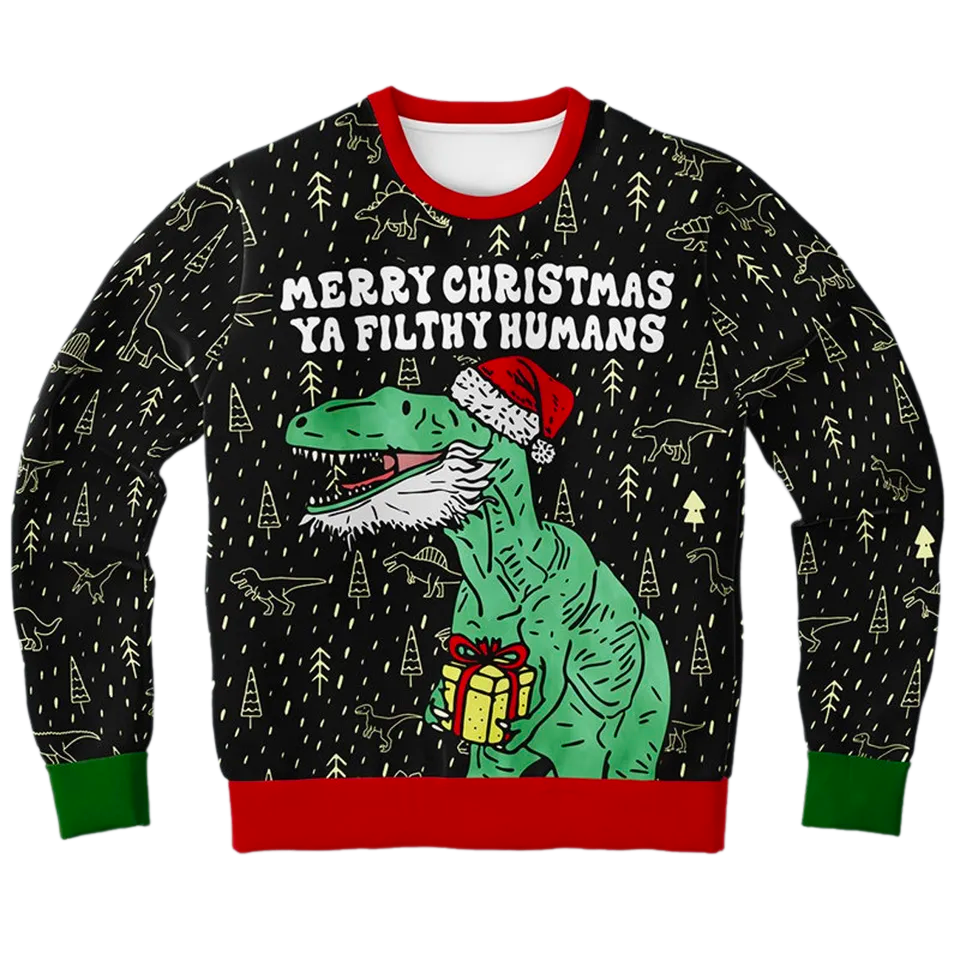 Merry Christmas Ya Fithy Humans Ugly Christmas Sweater For Men & Women Christmas Gift Sweater PT1453 - WeCustomit