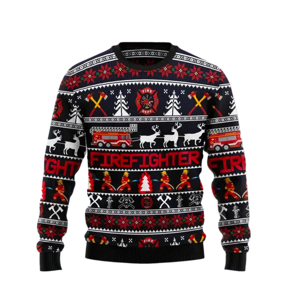 Firefighter Ugly Christmas Sweater For Men & Women Christmas Gift Sweater PT1468 - WeCustomit