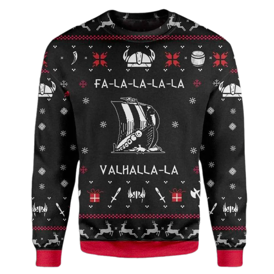 Valhalla Viking Christmas Ugly Christmas Sweater For Men & Women Christmas Gift Sweater PT1471 - WeCustomit