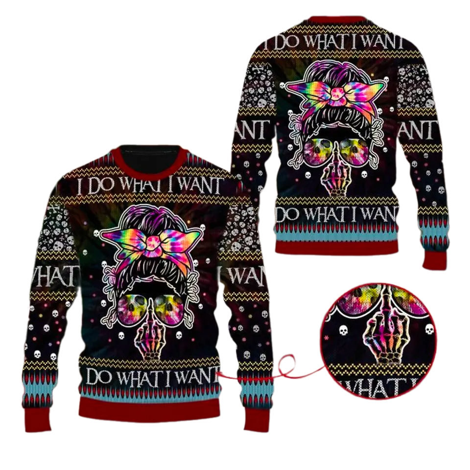 I do what i want 3D Ugly Christmas Sweater For Men & Women Christmas Gift Sweater PT1474 - WeCustomit