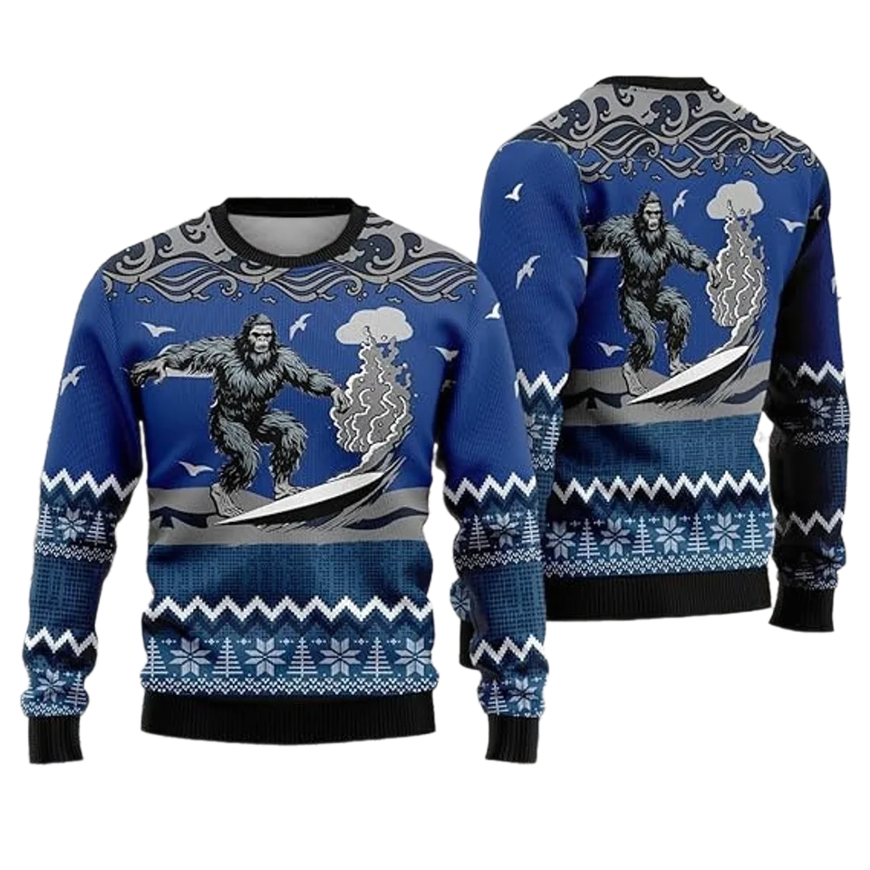 Bigfoot Sasquatch Ugly Christmas Sweater For Men & Women Christmas Gift Sweater BH975 - WeCustomit