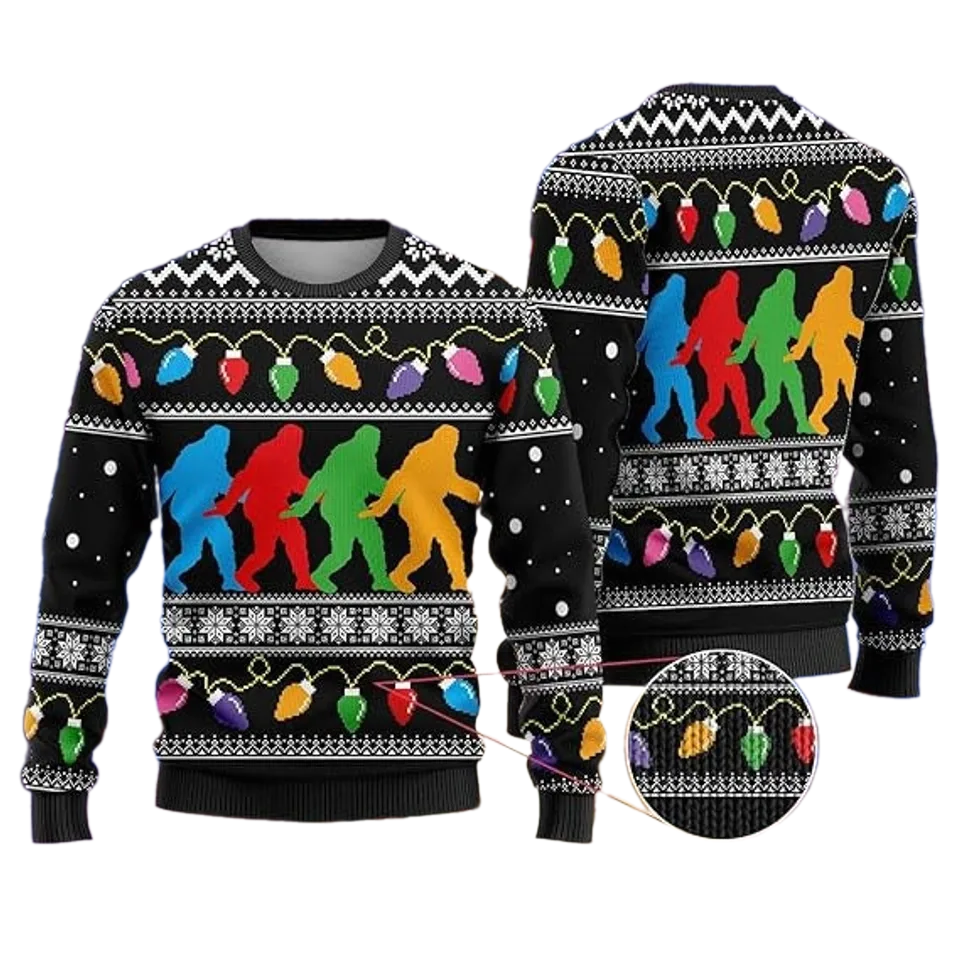 BigFoot Light Ugly Christmas Sweater For Men & Women Christmas Gift Sweater BH976 - WeCustomit
