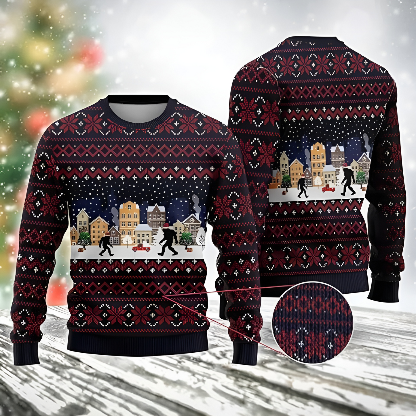The Bigfoot Winter City Ugly Christmas Sweater For Men & Women Christmas Gift Sweater BH980 - WeCustomit