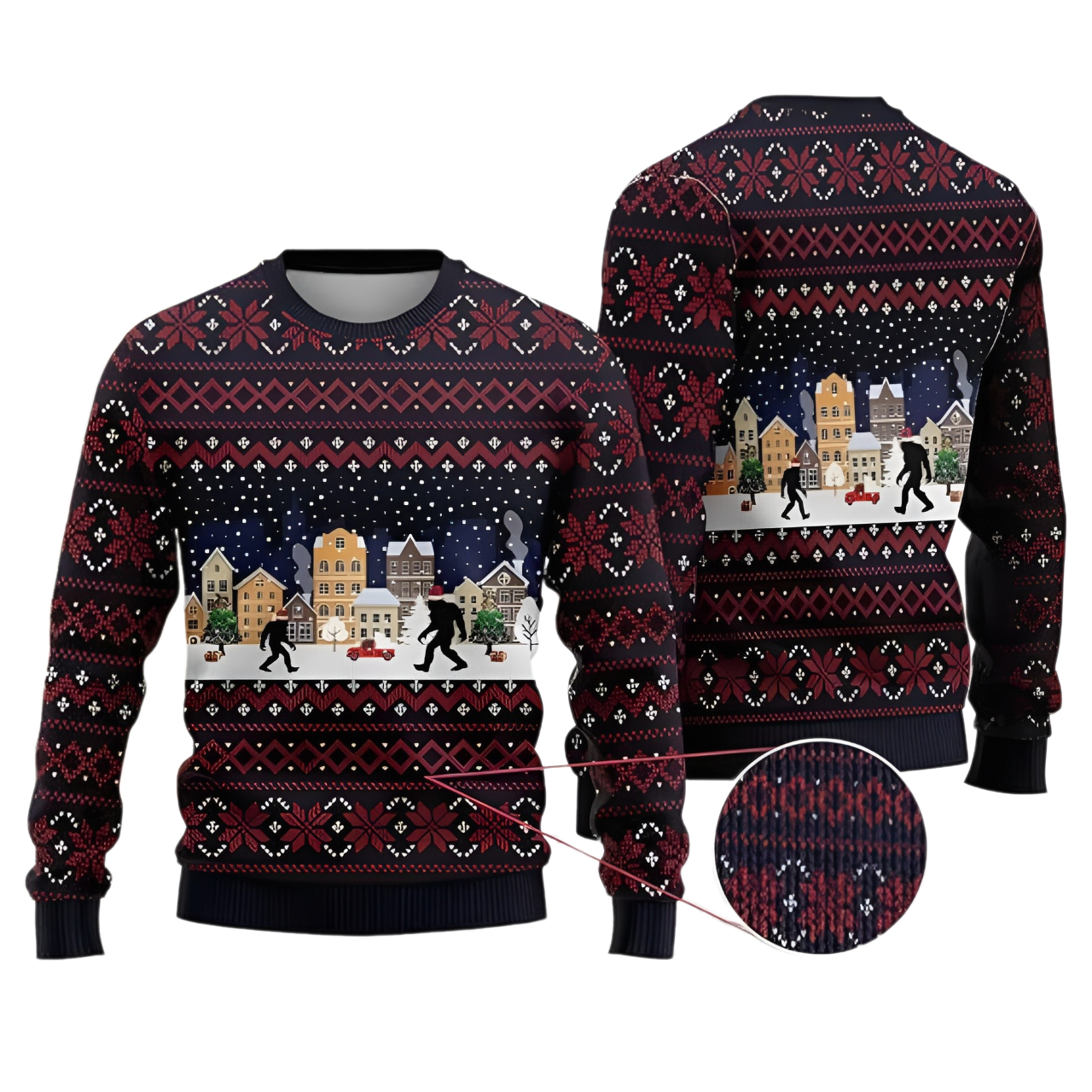 The Bigfoot Winter City Ugly Christmas Sweater For Men & Women Christmas Gift Sweater BH980 - WeCustomit
