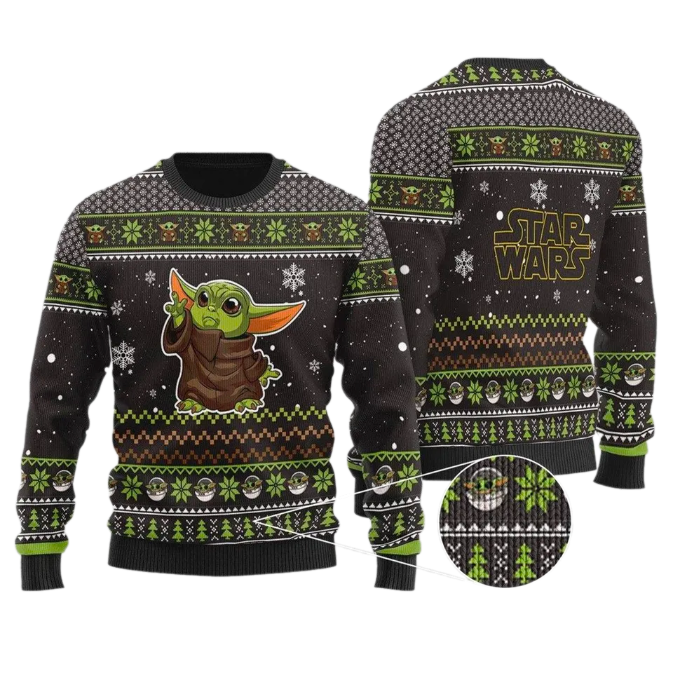 Y O D A Christmas Ugly Christmas Sweater For Men & Women Christmas Gift Sweater PT1495 - WeCustomit