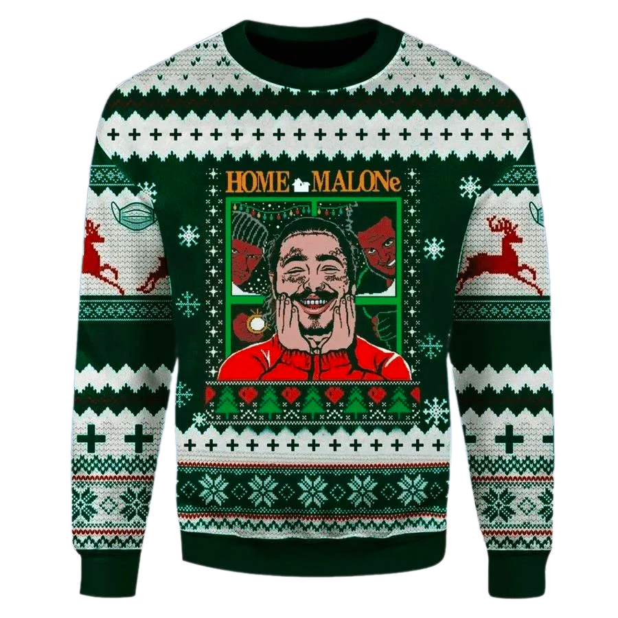 Home Malone Ugly Christmas Sweater For Men & Women Christmas Gift Sweater PT1510 - WeCustomit