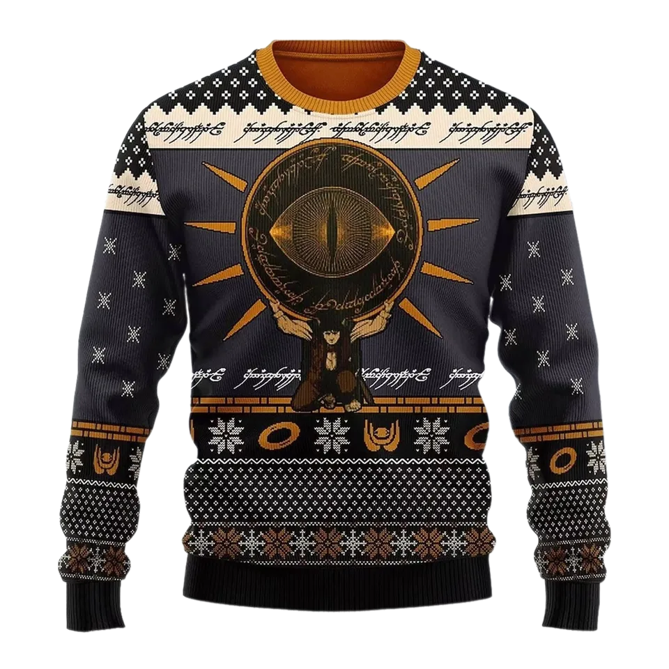 Eye of Sauron Black Ugly Christmas Sweater For Men & Women Christmas Gift Sweater BH1031 - WeCustomit