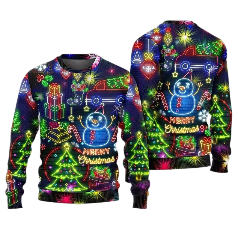 Christmas Bright Neon Lighting Ugly Christmas Sweater For Men & Women Christmas Gift Sweater US3761 - WeCustomit