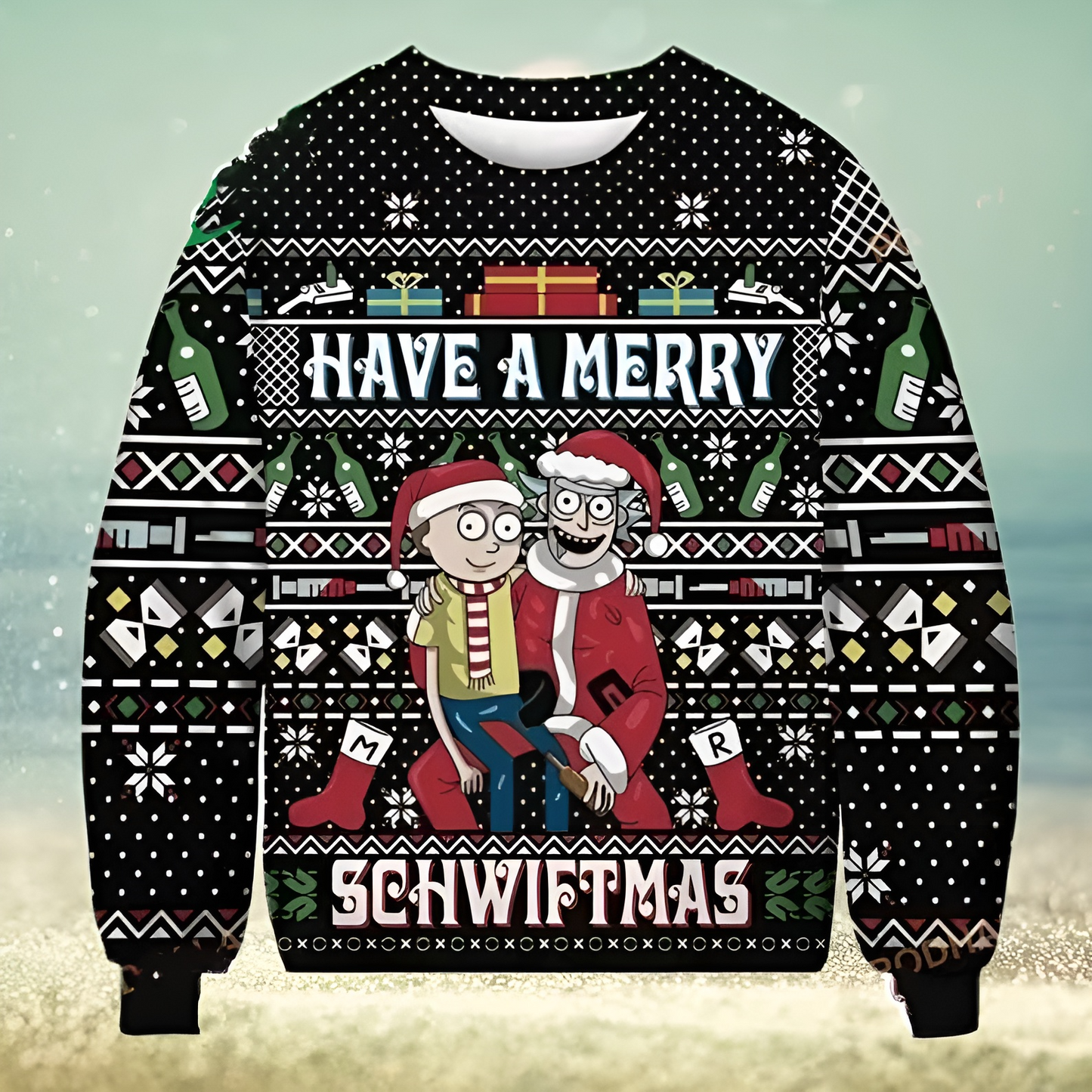 Rjck And M0rty Merry Schwiftmas Ugly Christmas Sweater For Men & Women Christmas Gift Sweater US3769 - WeCustomit
