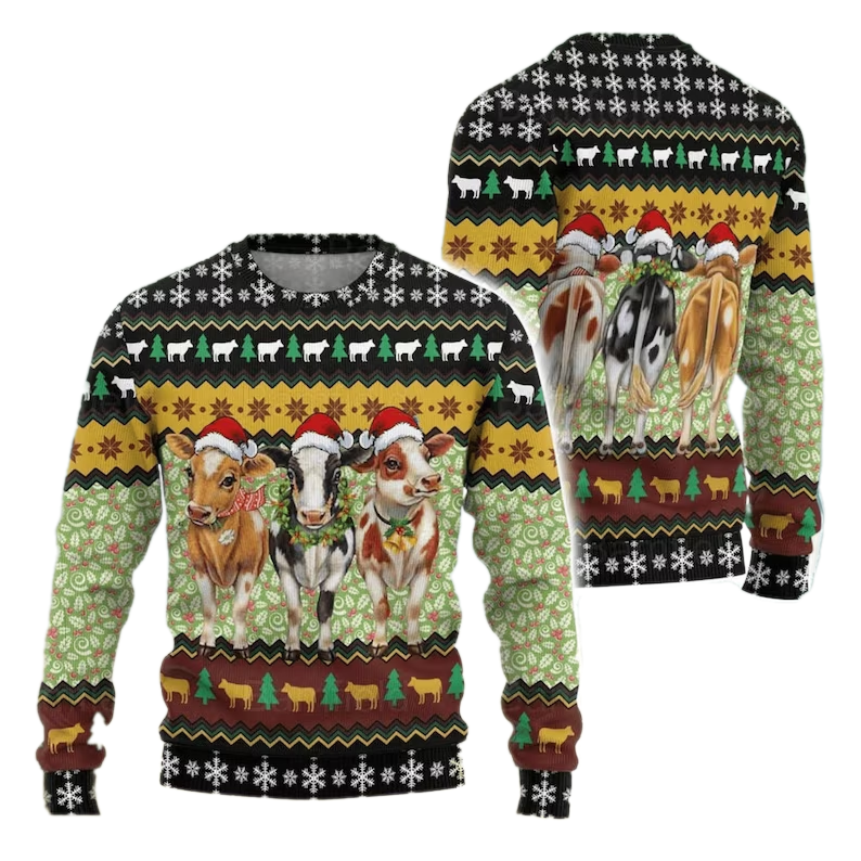 Cow Lights Ugly Christmas Sweater For Men & Women Christmas Gift Sweater US3771 - WeCustomit