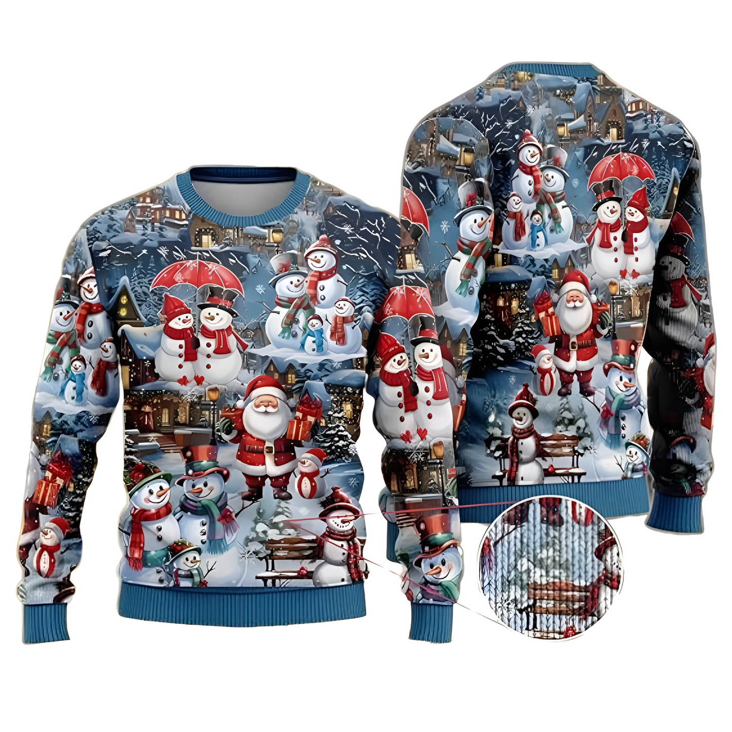Santa Claus And Snowman On A Winter Ugly Christmas Sweater For Men & Women Christmas Gift Sweater US3808 - WeCustomit