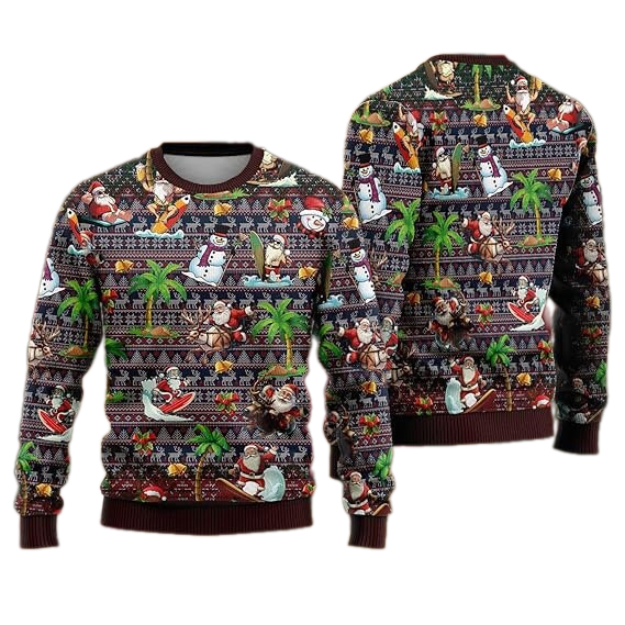 Santa Claus Xmas Pattern Ugly Christmas Sweater For Men & Women Christmas Gift Sweater US3823 - WeCustomit
