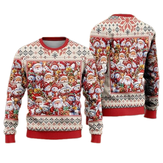 Santa Claus Xmas Pattern Ugly Christmas Sweater For Men & Women Christmas Gift Sweater US3825 - WeCustomit