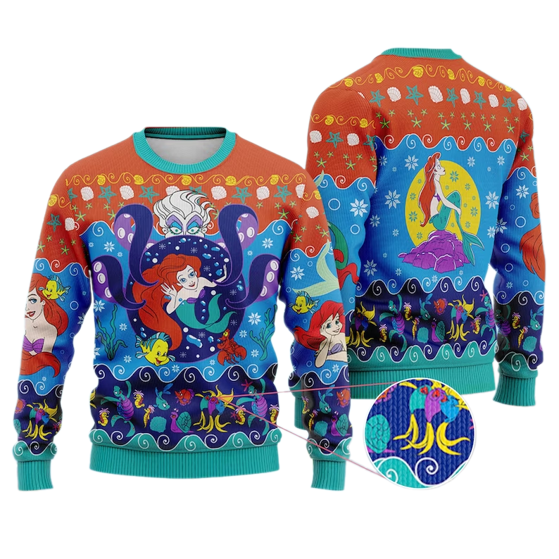 The Little Mer-maid Ugly Christmas Sweater For Men & Women Christmas Gift Sweater US3834 - WeCustomit
